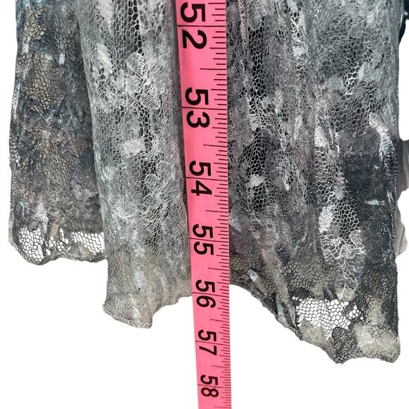 Komarov Satin Crinkle Stretch Floral Lace Maxi Dress Sz MP Whimsy Fairy Coquette - Picture 11 of 13